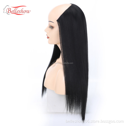 Hot sell Clips in on hair wig long straight hair  head set 360 traceless synthetic fiber  wig head U-shaped wig